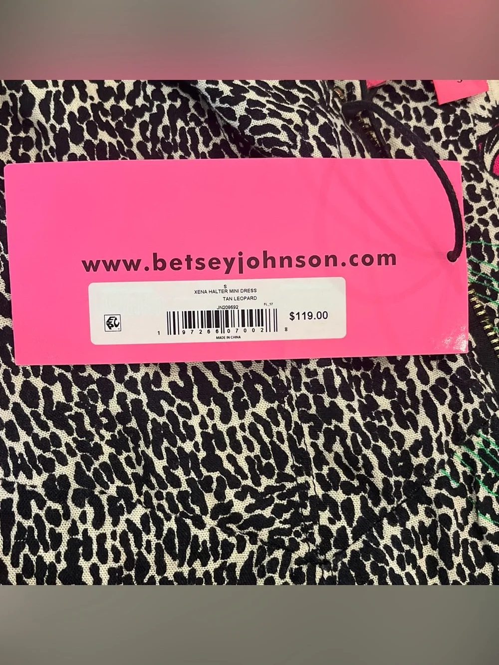 Betsey Johnson Tan Leopard Xena Halter Mini Dress - Picture 4 of 8